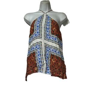 line and dot patchwork Floral halter top Size M